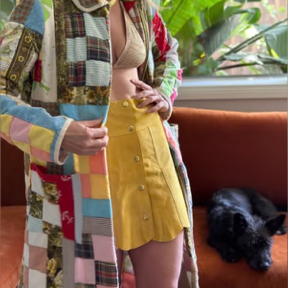 Vintage Danier yellow suede petal skirt - Picture 13 of 14